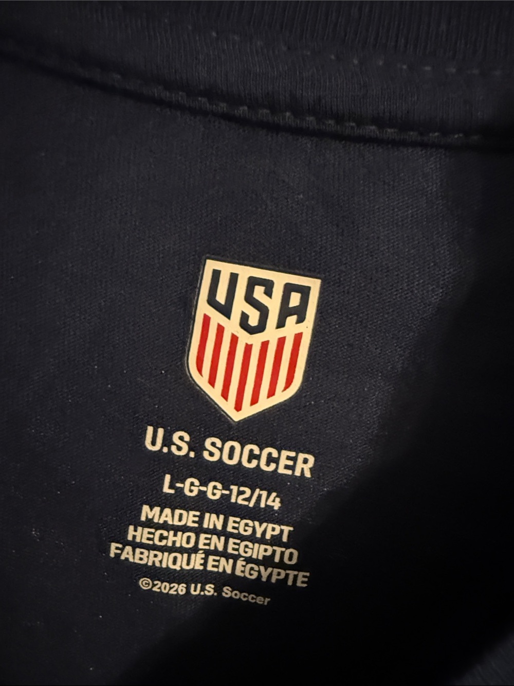 USA Crest Short Sleeve Tee for Kids - Navy L 12/14 - Picture 2 of 4
